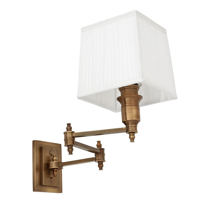 Бра Wall Lamp Lexington Swing Brass+White Латунь Античная полированная Белый Бра Wall Lamp Lexington Swing Brass+White Латунь Античная полированная Белый в Липецке | Loft Concept