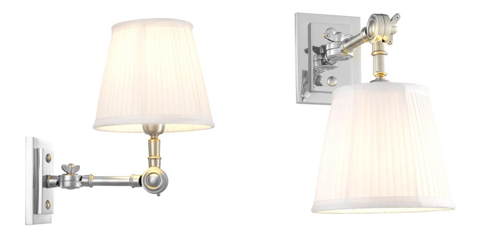 Бра Wall Lamp Wentworth Single Nickel+White Бра Wall Lamp Wentworth Single Nickel+White - Loft-Concept в Липецке