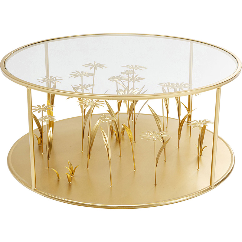 Кофейный стол Golden Flowers Золотой Прозрачный Кофейный стол Golden Flowers Золотой Прозрачный в Липецке | Loft Concept