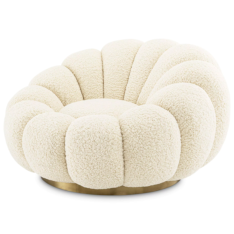 Кресло Eichholtz Swivel Chair Mello Faux Shearling Молочный Латунь Кресло Eichholtz Swivel Chair Mello Faux Shearling Молочный Латунь в Липецке | Loft Concept