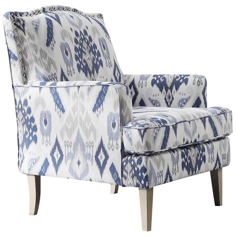 Кресло Armchair Ornament Blue Ikat Белый Светло-синий Бежевый Кресло Armchair Ornament Blue Ikat Белый Светло-синий Бежевый в Липецке | Loft Concept
