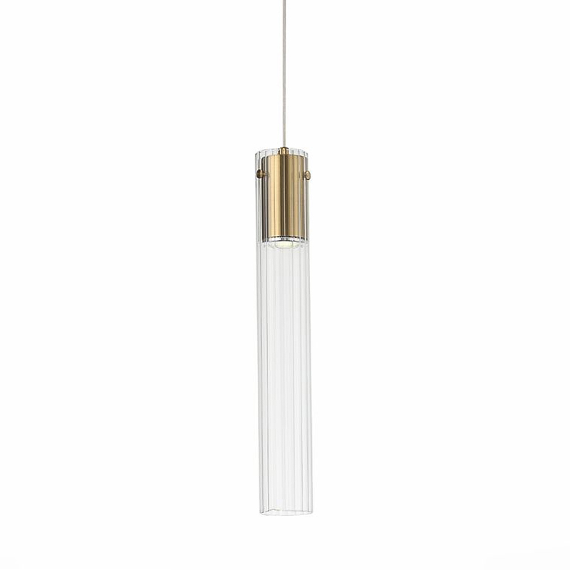 Подвесной светильник Jenae Glass Tube 45 Прозрачный Латунь Подвесной светильник Jenae Glass Tube 45 Прозрачный Латунь в Липецке | Loft Concept