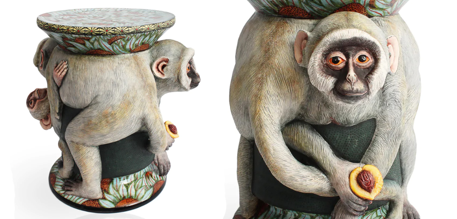 Табурет Обезьяна с фруктом ручная работа Monkey Side Table Табурет Обезьяна с фруктом ручная работа Monkey Side Table - Loft-Concept в Липецке