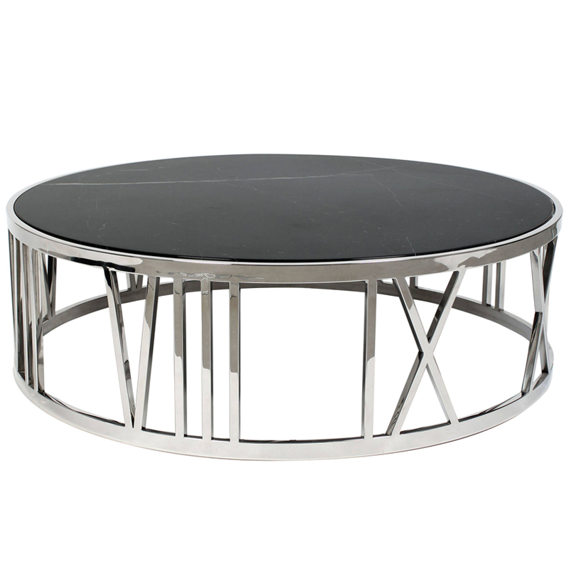 Кофейный стол Eichholtz Coffee Table Roman Figures Нержавеющая сталь Черный Мрамор Nero в Липецке | Loft Concept 