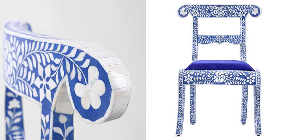 Стул инкрустация костью Bone Inlay Chairs синий Стул инкрустация костью Bone Inlay Chairs синий - Loft-Concept в Липецке