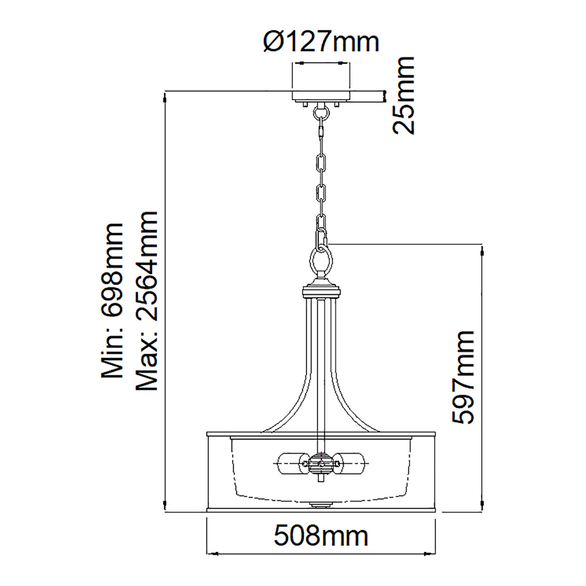 Люстра подвесная с двойным круглым плафоном из органзы и матового стекла Kichler в Липецке