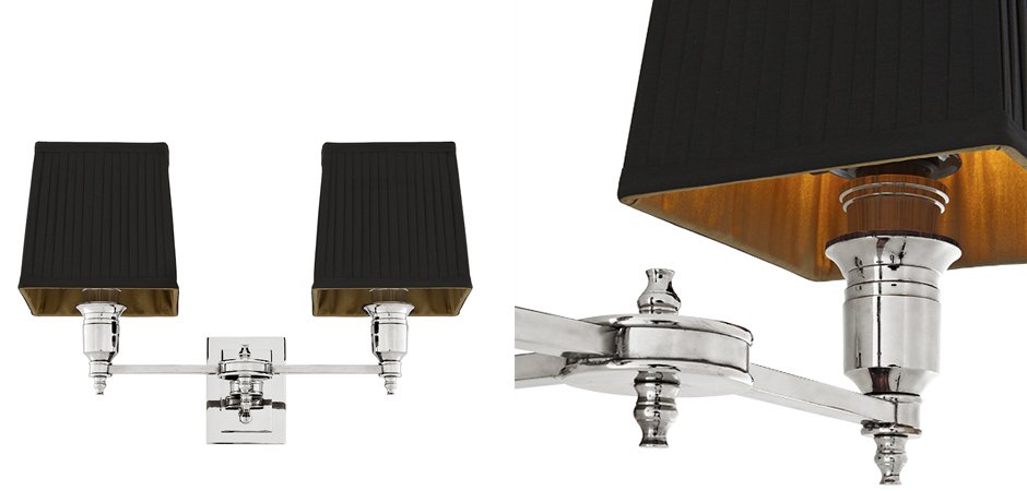 Бра Wall Lamp Lexington Double Nickel+Black Бра Wall Lamp Lexington Double Nickel+Black - Loft-Concept в Липецке