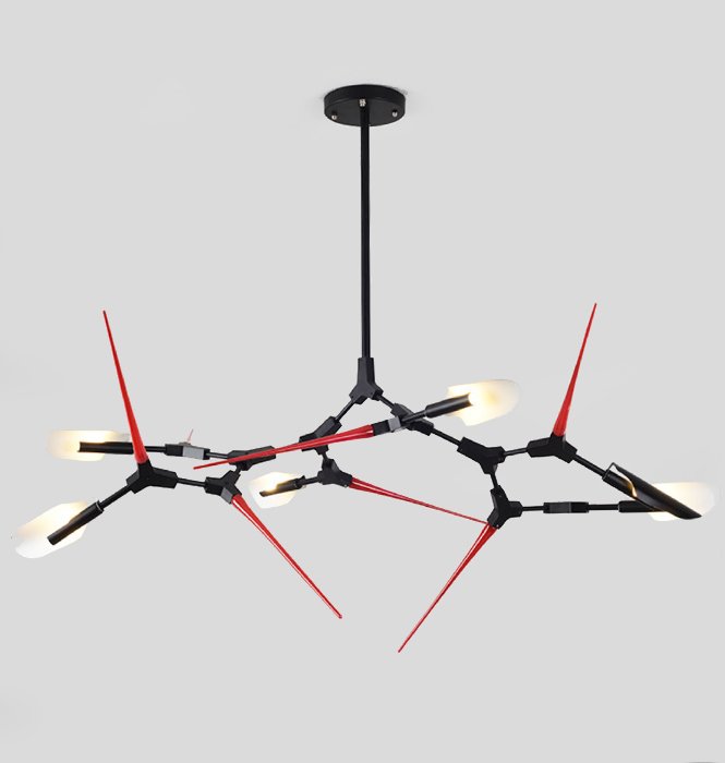Люстра Red Spikes Chandelier 6 Черный Красный Люстра Red Spikes Chandelier 6 Черный Красный в Липецке | Loft Concept