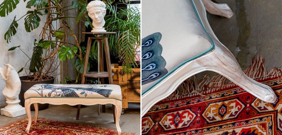 Банкетка с синими павлинами Emperor