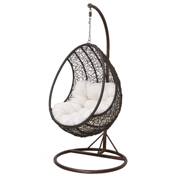 Кресло Swing chair outdoor Coffee Egg Коричневый Черный матовый Кресло Swing chair outdoor Coffee Egg Коричневый Черный матовый в Липецке | Loft Concept