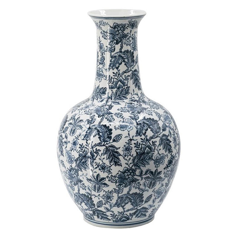 Ваза с классическим узором шинуазри синего цвета Blue & White Ornament  Белый Синий в Липецке | Loft Concept 