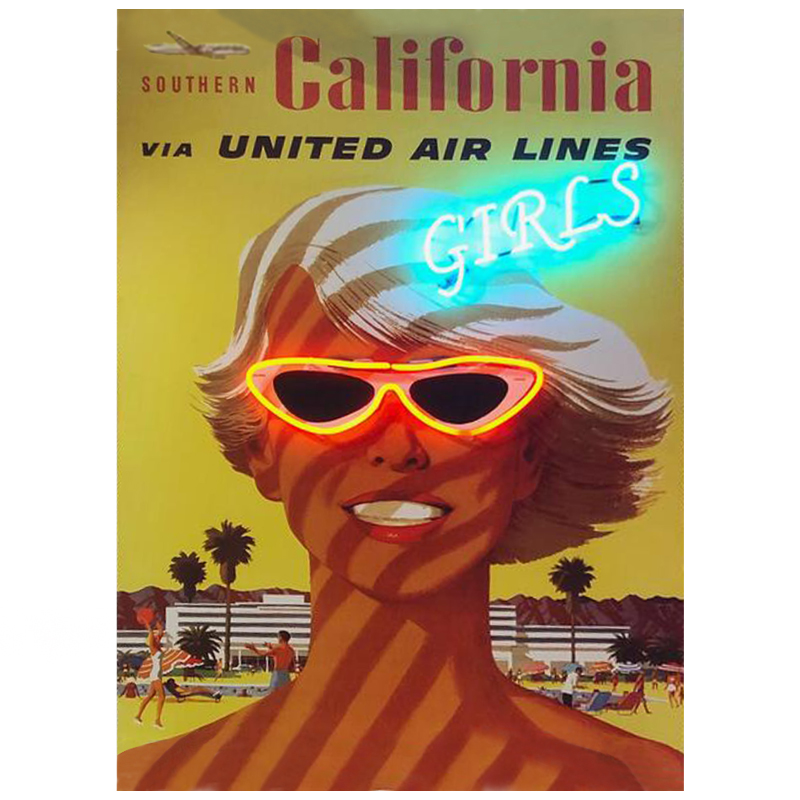 Неоновый Ретро Постер California Girls Мульти Неоновый Ретро Постер California Girls Мульти в Липецке | Loft Concept