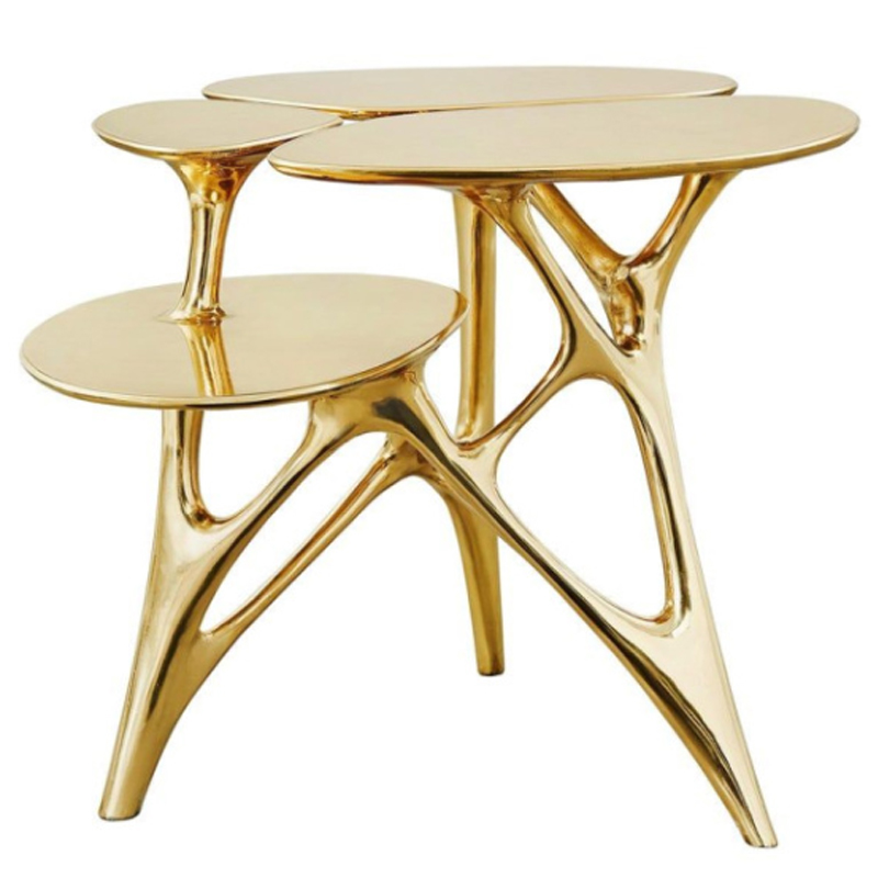 Дизайнерский приставной столик Lotus Small Side Table or End Table Brass by Zhipeng Tan Золотой Дизайнерский приставной столик Lotus Small Side Table or End Table Brass by Zhipeng Tan Золотой в Липецке | Loft Concept