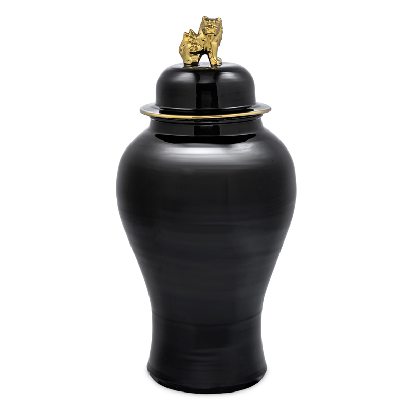 Ваза с крышкой Eichholtz Vase Golden Dragon S Черный Глянцевое золото Ваза с крышкой Eichholtz Vase Golden Dragon S Черный Глянцевое золото в Липецке | Loft Concept