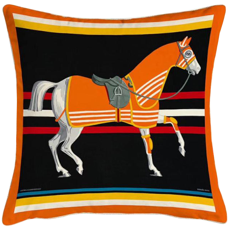 Декоративная подушка Hermes Horse 67 Черный Оранжевый Желтый Мульти Декоративная подушка Hermes Horse 67 Черный Оранжевый Желтый Мульти в Липецке | Loft Concept