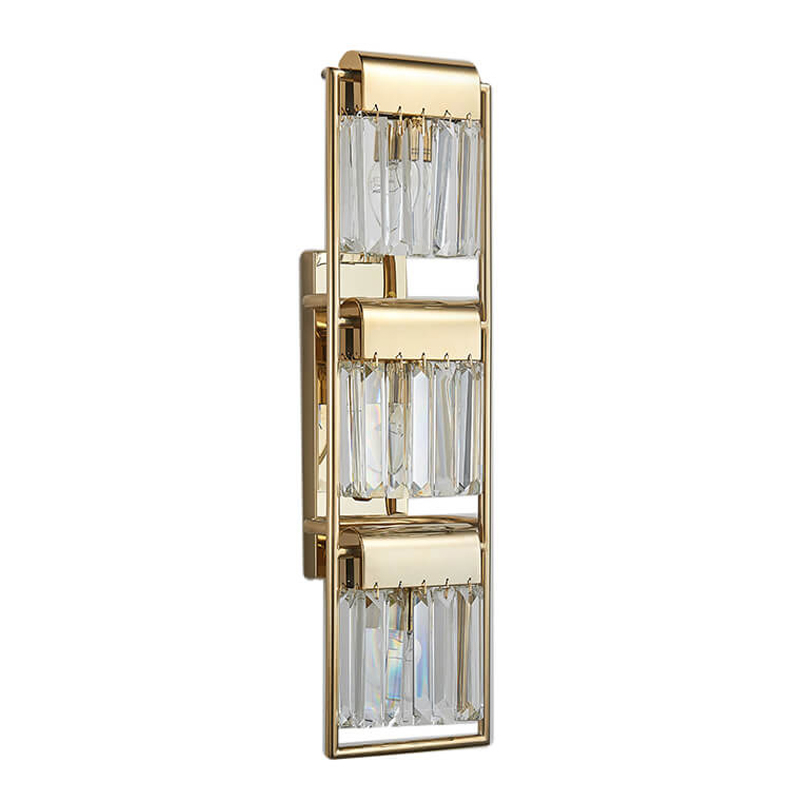 Бра Crystal Pendants gold 3 Глянцевое золото Прозрачное Стекло Бра Crystal Pendants gold 3 Глянцевое золото Прозрачное Стекло в Липецке | Loft Concept