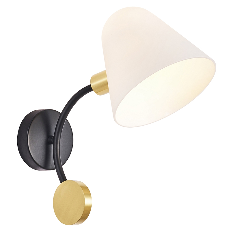 Бра с белым матовым плафоном Wind Bells Белый Золотой Черный Бра с белым матовым плафоном Wind Bells Белый Золотой Черный в Липецке | Loft Concept