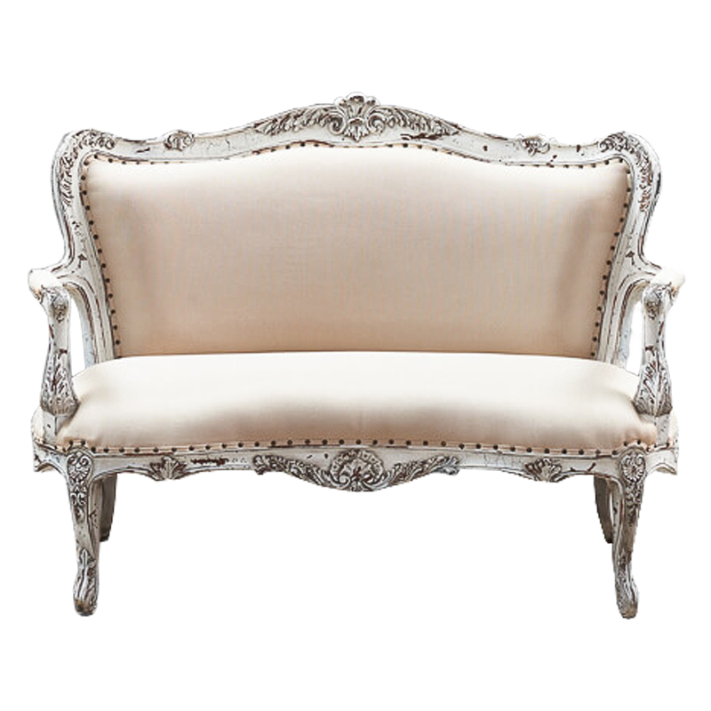 Диван Maria Antoinette Neoclassical Sofa Бежевый Белый винтажная патина Диван Maria Antoinette Neoclassical Sofa Бежевый Белый винтажная патина в Липецке | Loft Concept