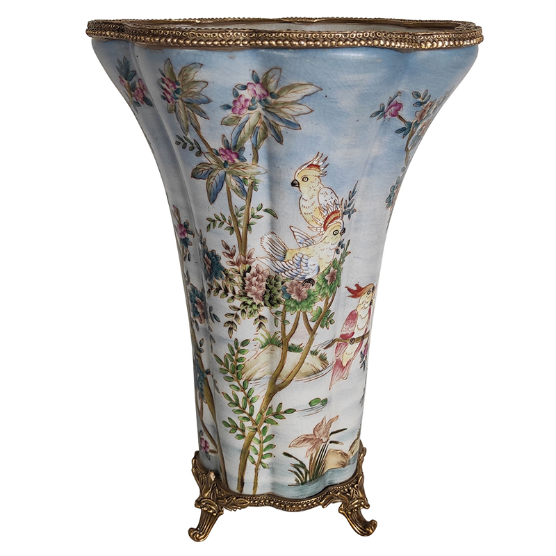 Ваза Blue Vase Parrots Bronze Edging Бронза Мульти Голубой Ваза Blue Vase Parrots Bronze Edging Бронза Мульти Голубой в Липецке | Loft Concept