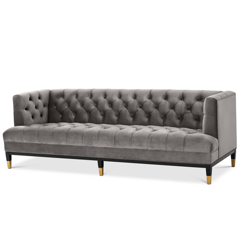 Диван Eichholtz Sofa Castelle grey Серый Черный Латунь Диван Eichholtz Sofa Castelle grey Серый Черный Латунь в Липецке | Loft Concept