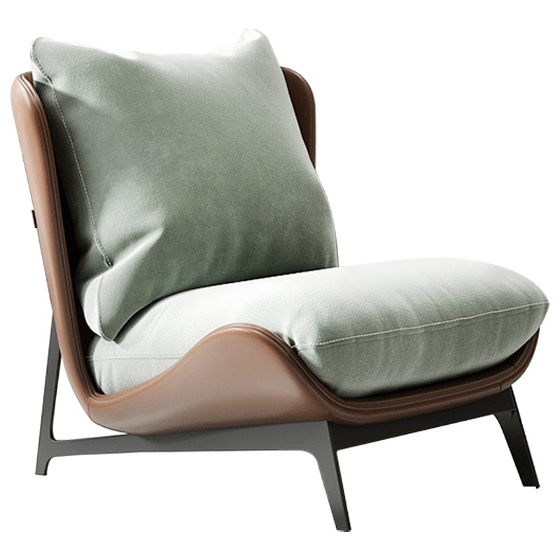 Кресло Maxwell Green Textile Leather Armchair Зеленый шалфей Коричневый Черный Кресло Maxwell Green Textile Leather Armchair Зеленый шалфей Коричневый Черный в Липецке | Loft Concept