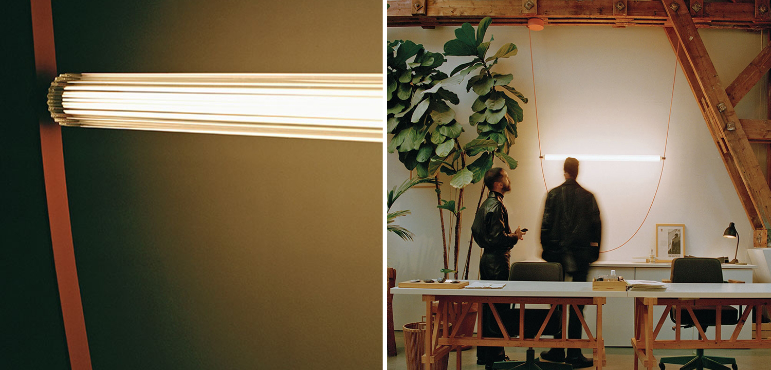 Подвесной светильник на кожаном ремне Flos Wireline - фото №1