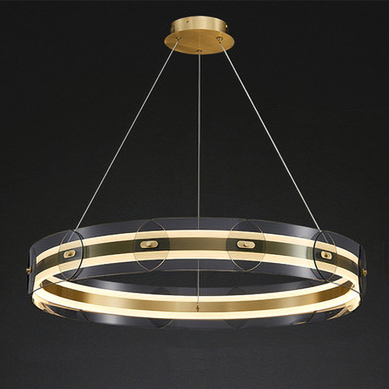 Люстра Gold ring horizontal chandelier Прозрачный Латунь Люстра Gold ring horizontal chandelier Прозрачный Латунь в Липецке | Loft Concept