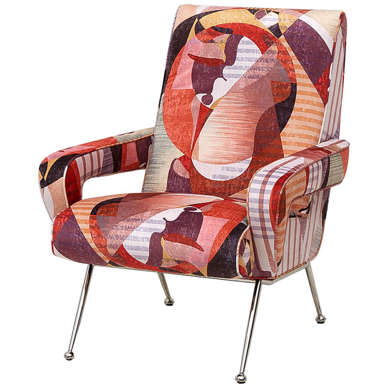 Кресло Face Geometric Print Armchair Мульти Красный Серебряный Кресло Face Geometric Print Armchair Мульти Красный Серебряный в Липецке | Loft Concept