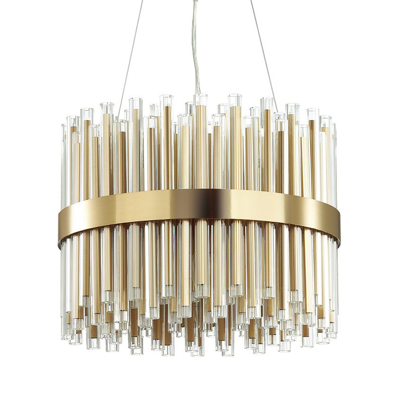 Люстра Gladwin Round Glass Tubes Chandelier Золотой Прозрачный Люстра Gladwin Round Glass Tubes Chandelier Золотой Прозрачный в Липецке | Loft Concept