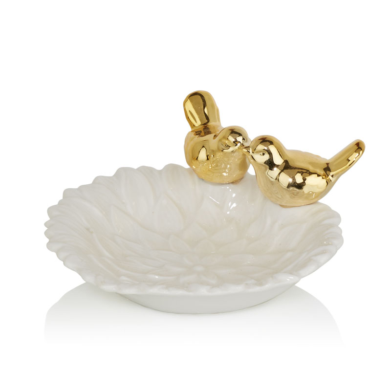 Блюдо Decorative Dish Birds Kiss Белый Глянцевое золото в Липецке | Loft Concept 
