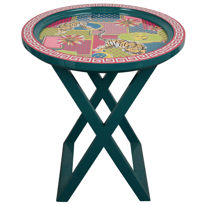 Приставной стол Tigers Painted Round Countertop Side Table Изумрудный Мульти Приставной стол Tigers Painted Round Countertop Side Table Изумрудный Мульти в Липецке | Loft Concept