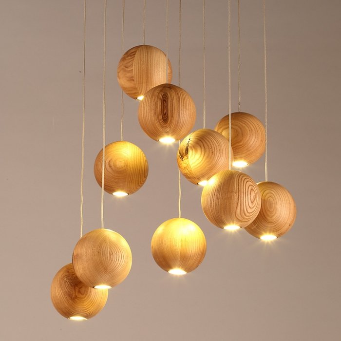 Подвесной светильник Lofter Wooden Sphere Белый дуб Подвесной светильник Lofter Wooden Sphere Белый дуб в Липецке | Loft Concept