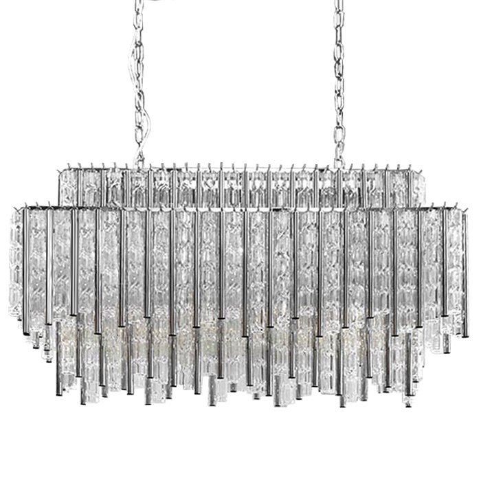 Люстра Chandelier Gigi Rectangle Хром Прозрачное Стекло Люстра Chandelier Gigi Rectangle Хром Прозрачное Стекло в Липецке | Loft Concept