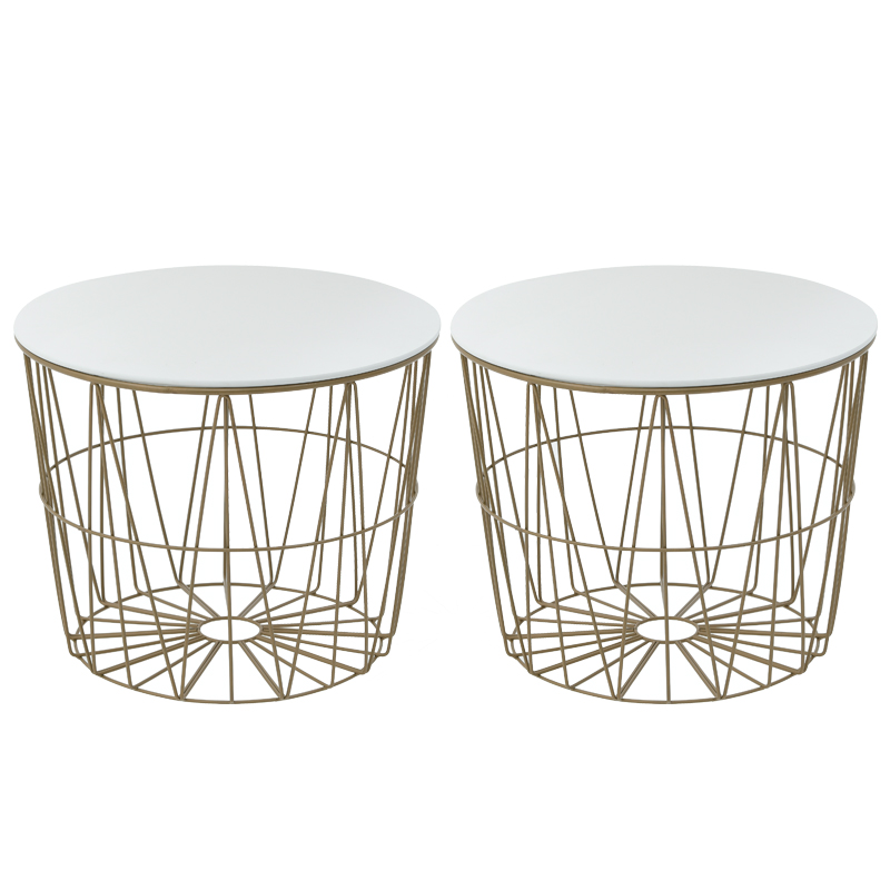 Комплект приставных столов Nieves Gold Table Золотой Белый Комплект приставных столов Nieves Gold Table Золотой Белый в Липецке | Loft Concept