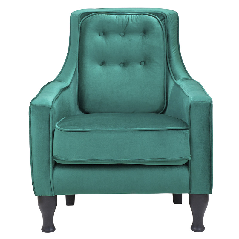 Кресло с мягкой обивкой из велюра на 4-х ножках из массива березы Scarlett Armchair green Изумрудный Черный Кресло с мягкой обивкой из велюра на 4-х ножках из массива березы Scarlett Armchair green Изумрудный Черный в Липецке | Loft Concept
