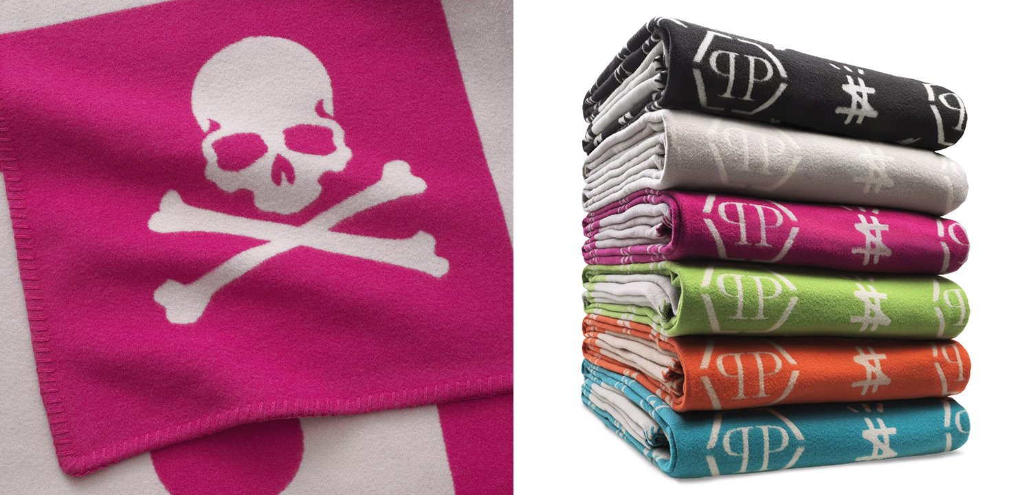 Плед Philipp Plein Plaid Cashmere Skull Pink - фото