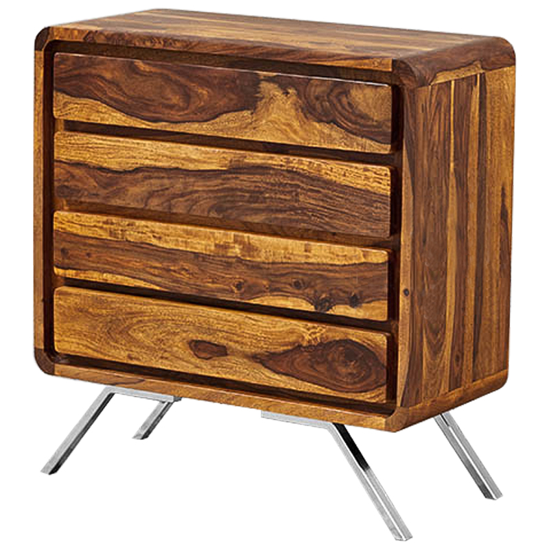 Комод деревянный на металлических ножках Liam Wood Commode Коричневый Хром Комод деревянный на металлических ножках Liam Wood Commode Коричневый Хром в Липецке | Loft Concept