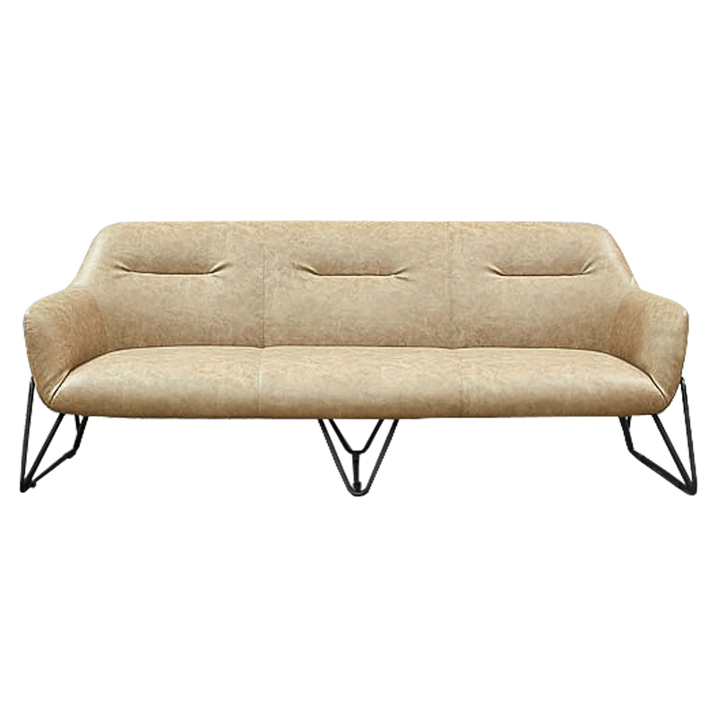Диван Triangular Legs Triple Sofa Бежевый Черный Диван Triangular Legs Triple Sofa Бежевый Черный в Липецке | Loft Concept
