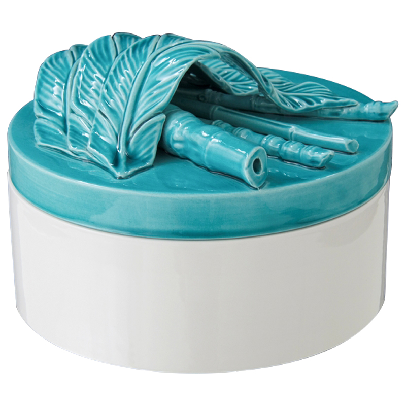 Шкатулка Ceramic Feathers Бирюзовый Белый Шкатулка Ceramic Feathers Бирюзовый Белый в Липецке | Loft Concept