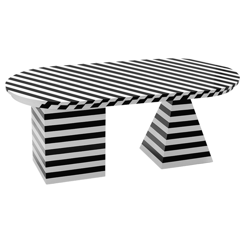 Обеденный стол Dining Table Striped Geometry Черно-белый Обеденный стол Dining Table Striped Geometry Черно-белый в Липецке | Loft Concept