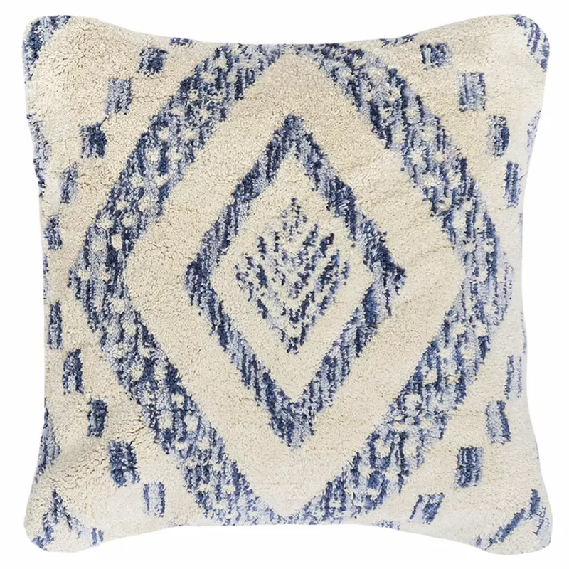 Чехол на подушку с узором в этно-стиле Blue Ikat Синий Бежевый Чехол на подушку с узором в этно-стиле Blue Ikat Синий Бежевый в Липецке | Loft Concept