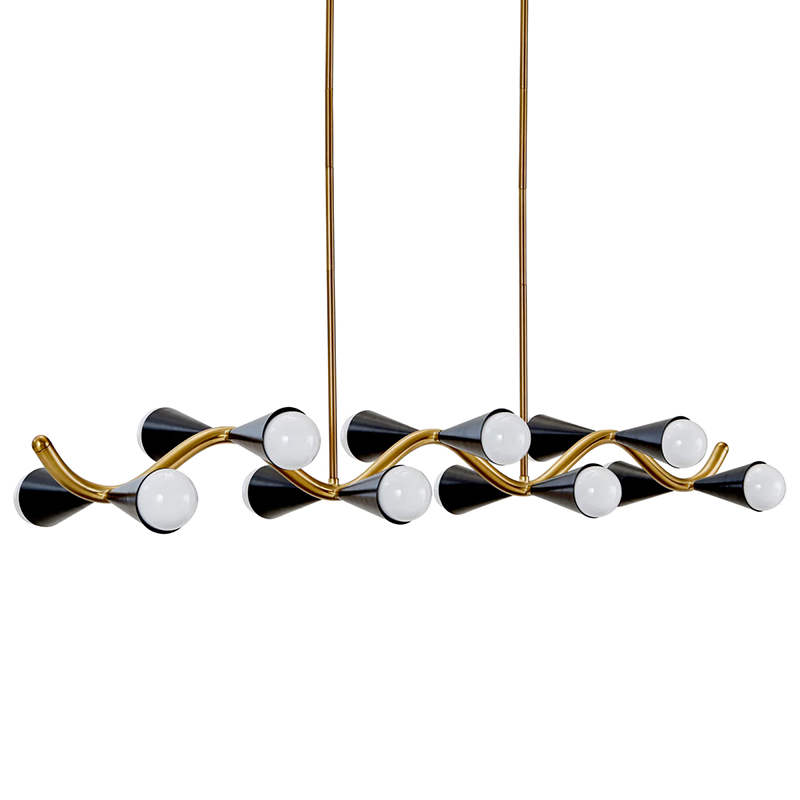 Линейная люстра Jonathan Adler CARACAS WAVE CHANDELIER Латунь Черный Линейная люстра Jonathan Adler CARACAS WAVE CHANDELIER Латунь Черный в Липецке | Loft Concept