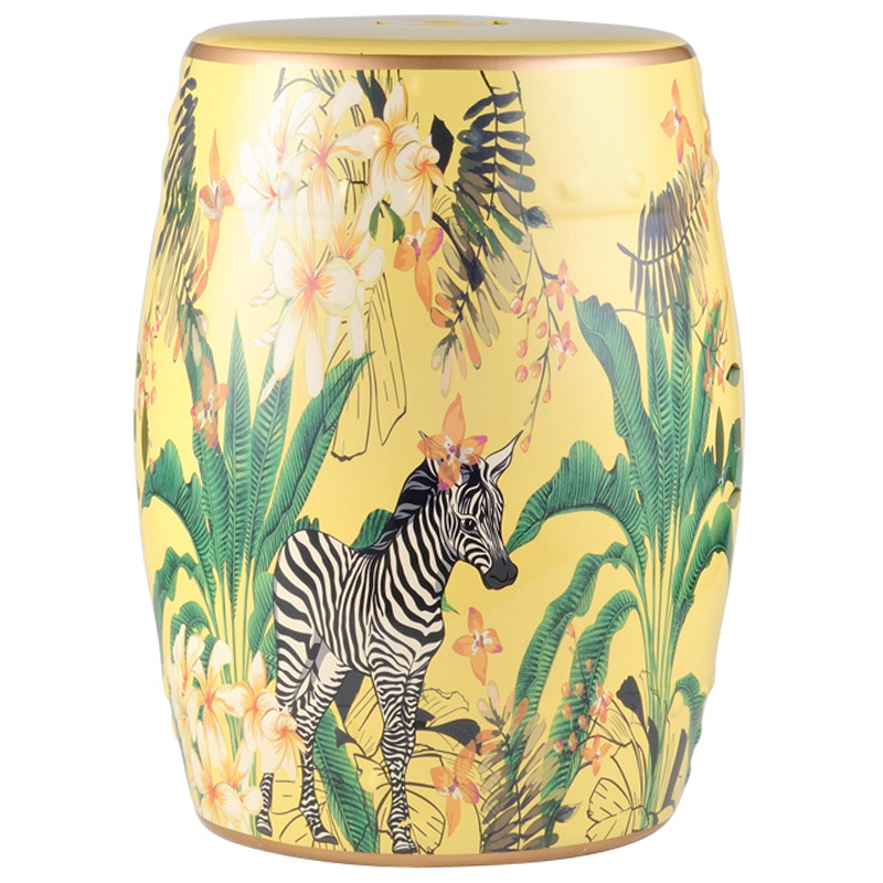 Керамический табурет Zebra Tropical Animal Ceramic Stool Yellow Желтый Черно-белый Зеленый Керамический табурет Zebra Tropical Animal Ceramic Stool Yellow Желтый Черно-белый Зеленый в Липецке | Loft Concept