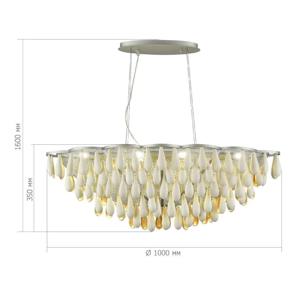 Люстра с подвесками в форме капель на серебристом каркасе Raindrop в Липецке