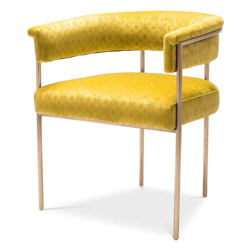 Стул Philipp Plein Dining Chair Monogram Жёлтый Желтый Золотой Стул Philipp Plein Dining Chair Monogram Жёлтый Желтый Золотой в Липецке | Loft Concept