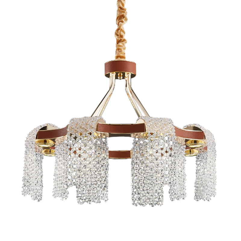 Люстра Leather Glass Chandelier 60 Золотой Коричневый Прозрачный Люстра Leather Glass Chandelier 60 Золотой Коричневый Прозрачный в Липецке | Loft Concept