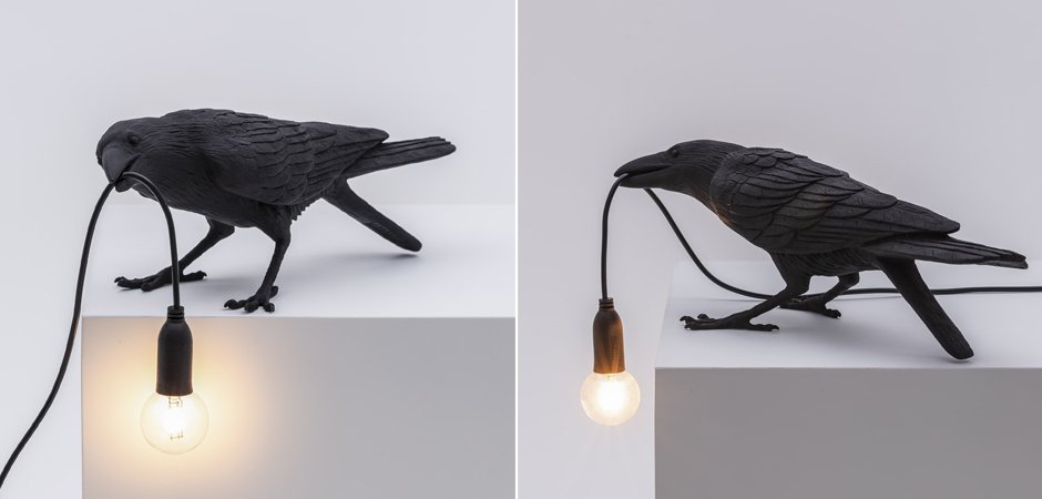 Настольная лампа Seletti Bird Lamp Black Playing Настольная лампа Seletti Bird Lamp Black Playing - Loft-Concept в Липецке