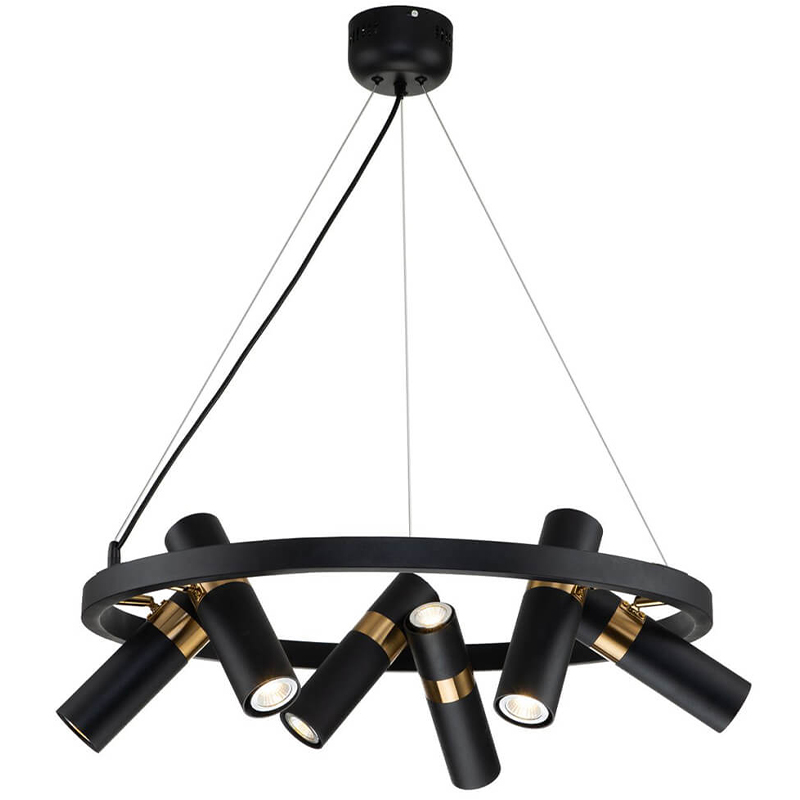 Люстра Rickon Chandelier Spot 12 Черный Золотой Люстра Rickon Chandelier Spot 12 Черный Золотой в Липецке | Loft Concept