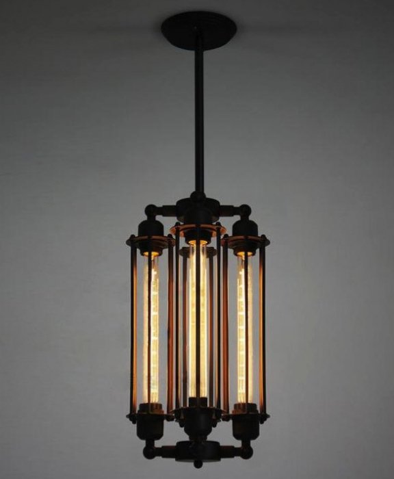 Подвесной светильник Loft Industrial Edison Cage Vertical Quatro Черный Подвесной светильник Loft Industrial Edison Cage Vertical Quatro Черный в Липецке | Loft Concept
