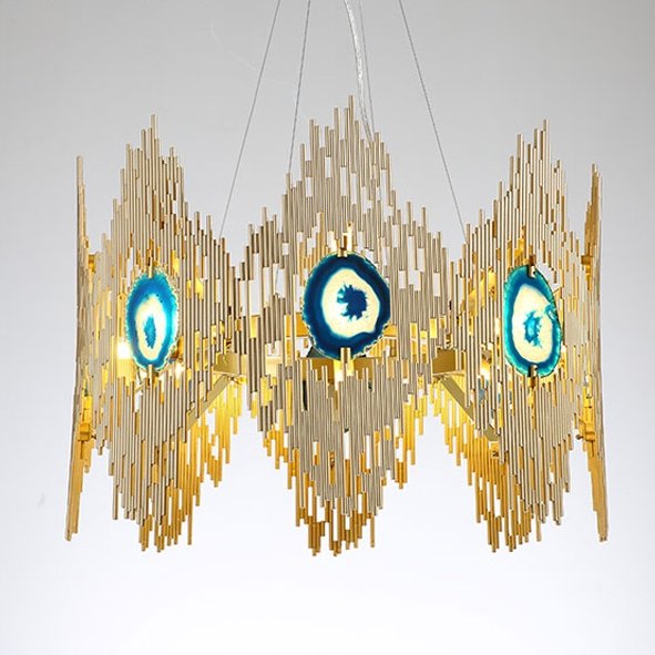 Люстра Calypso Chandelier 8 Золотой Графит Морская синь в Липецке | Loft Concept 